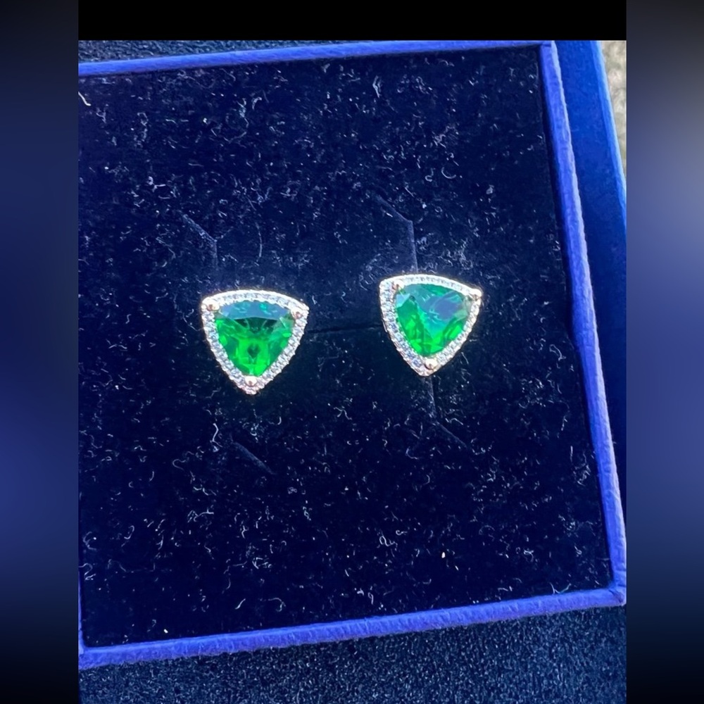 Rosegold Plated Triangular Cut Emerald Crystal 2.… - image 8